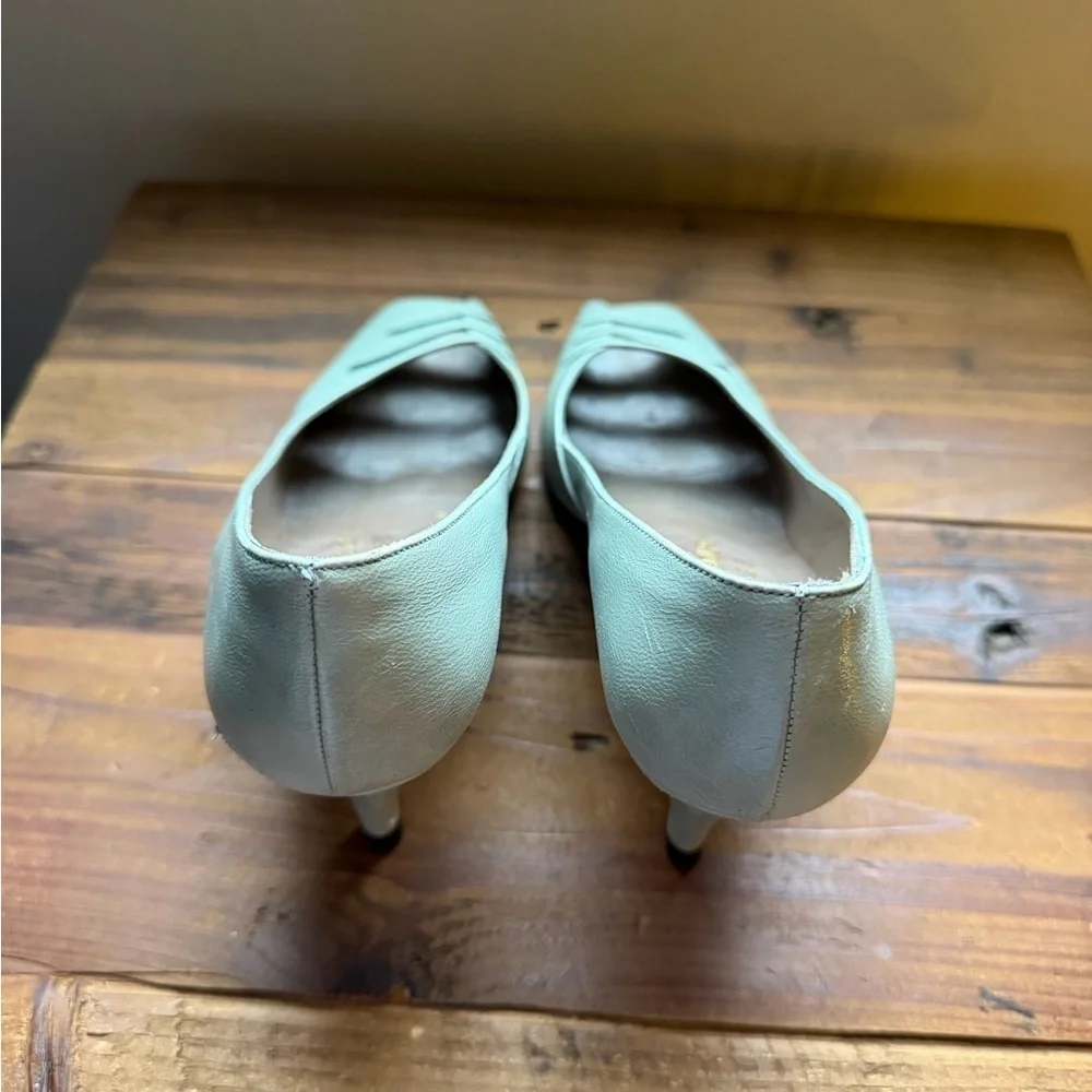 Charles Jordan Mint Green Peep Toe Heels